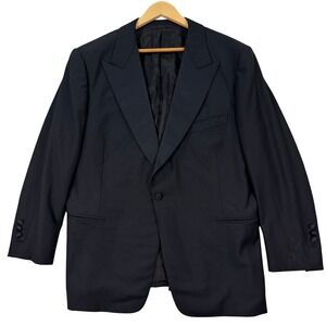 Leonard Logsdail Bespoke Men's 42S Black Tuxedo Jacket Peak Lapel Custom Blazer